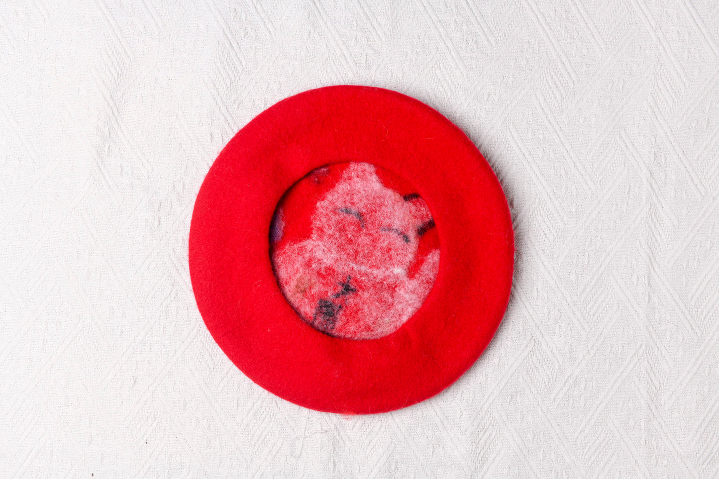 Maneki Neko Lucky Cat - Hand Felted Wool Beret