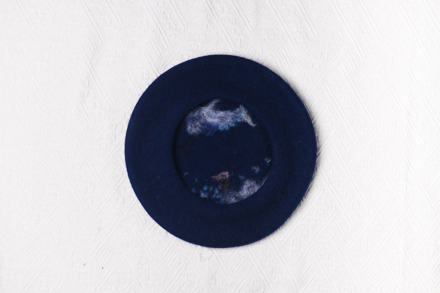 Flying Crane Beret - Hand Felted Nature Inspired Artisan Headwear