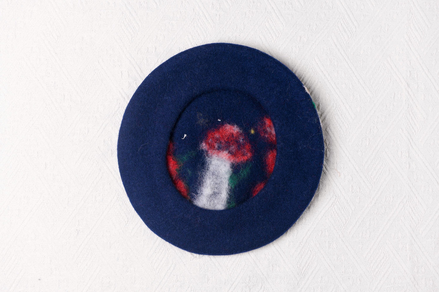 Midnight Mushroom Beret - Hand Felted Wool Hat