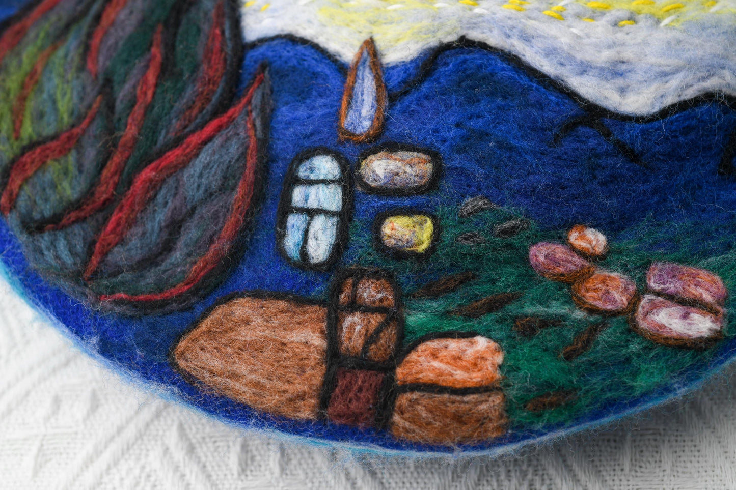 Van Gogh Starry Night - Hand Felted Wool Beret