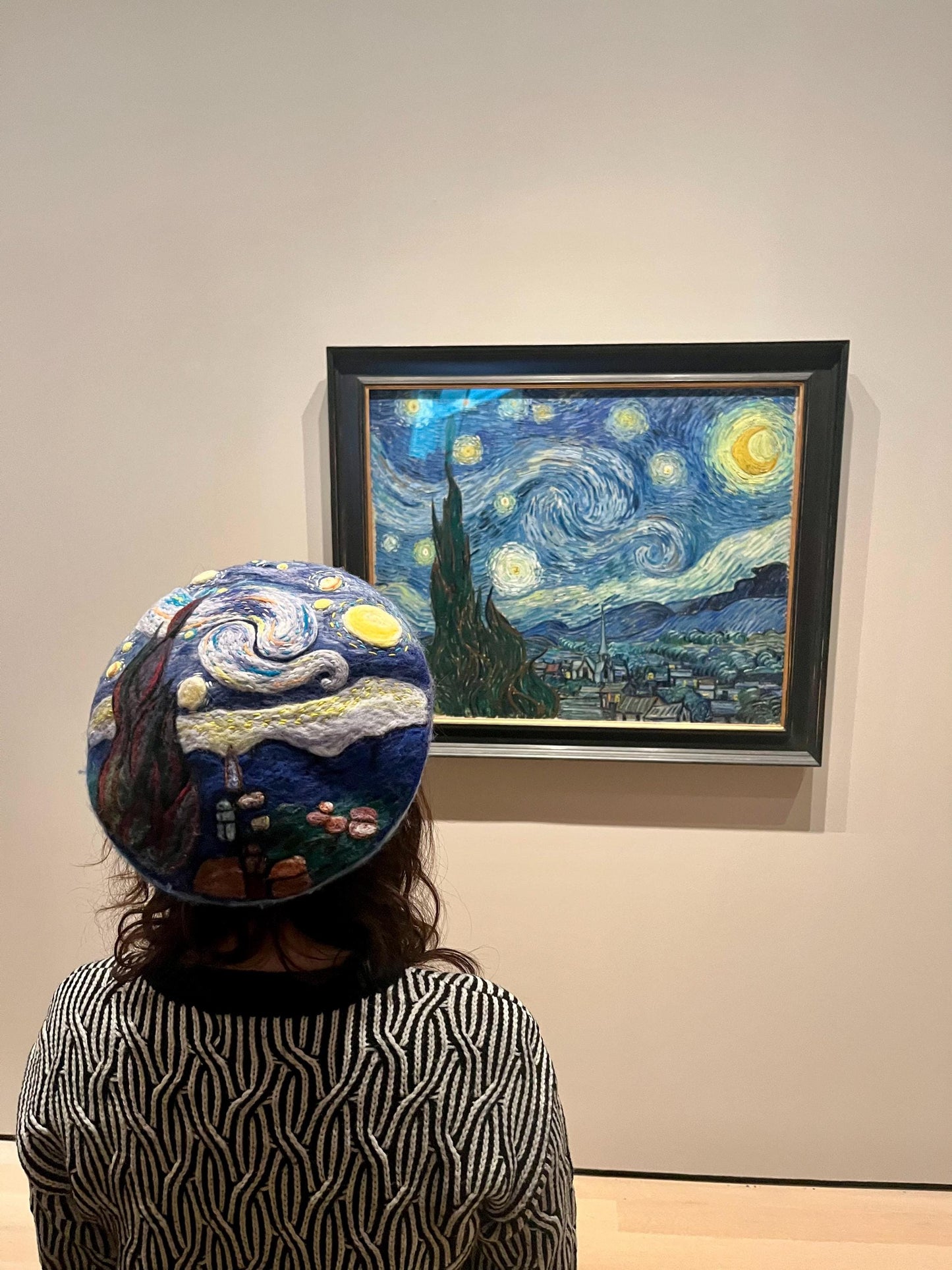Van Gogh Starry Night - Hand Felted Wool Beret