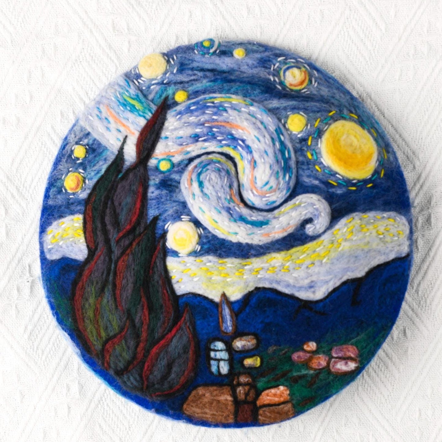 Van Gogh Starry Night - Hand Felted Wool Beret