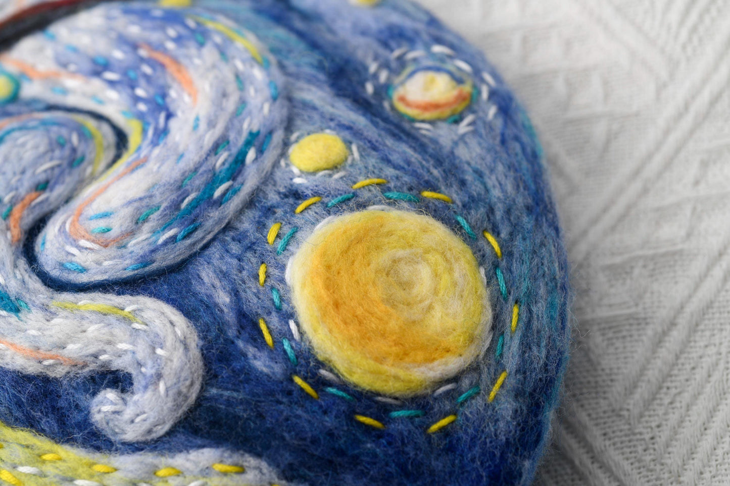 Van Gogh Starry Night - Hand Felted Wool Beret