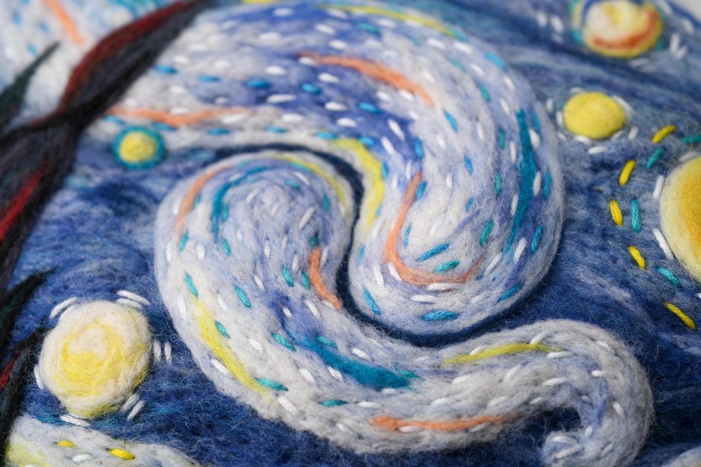 Van Gogh Starry Night - Hand Felted Wool Beret