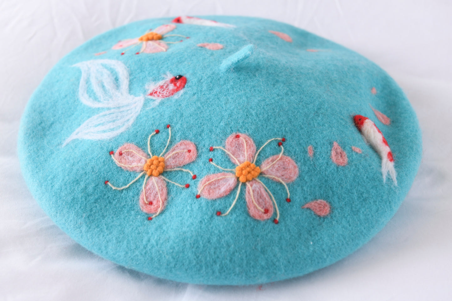 Koi Fish - Hand Felted Wool Beret
