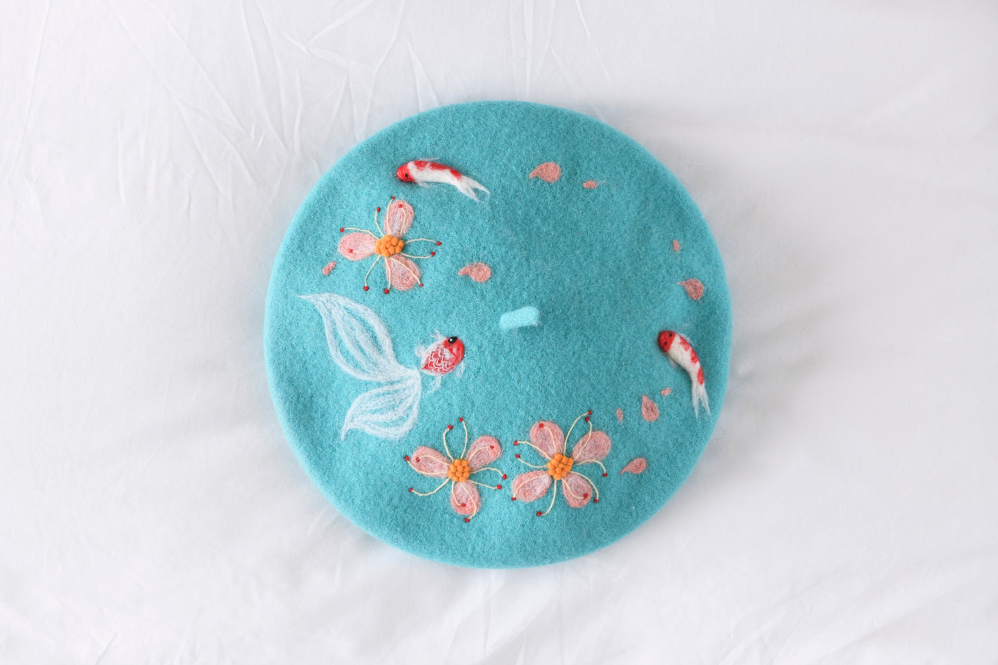 Koi Fish - Hand Felted Wool Beret