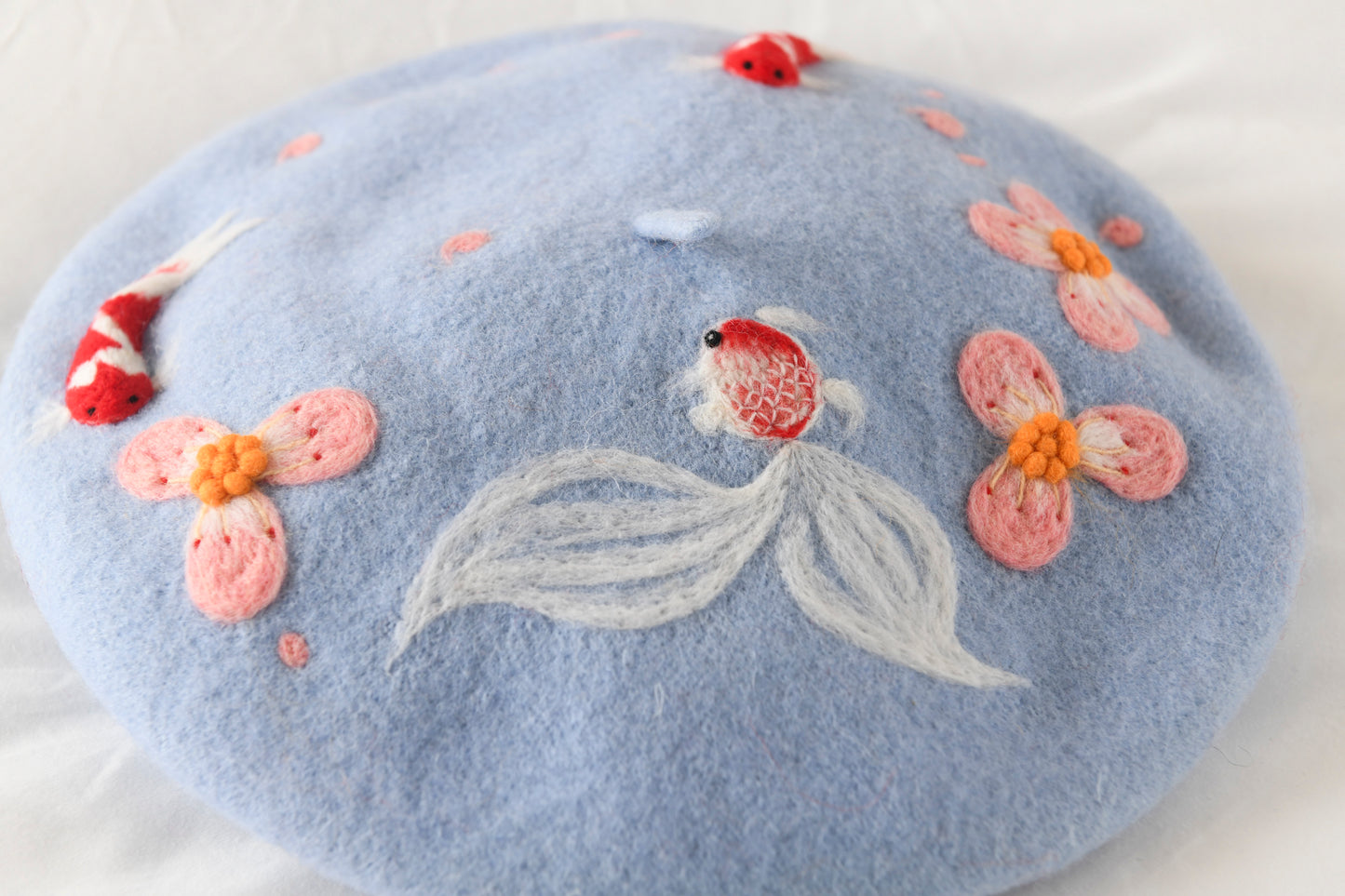 Koi Fish - Hand Felted Wool Beret