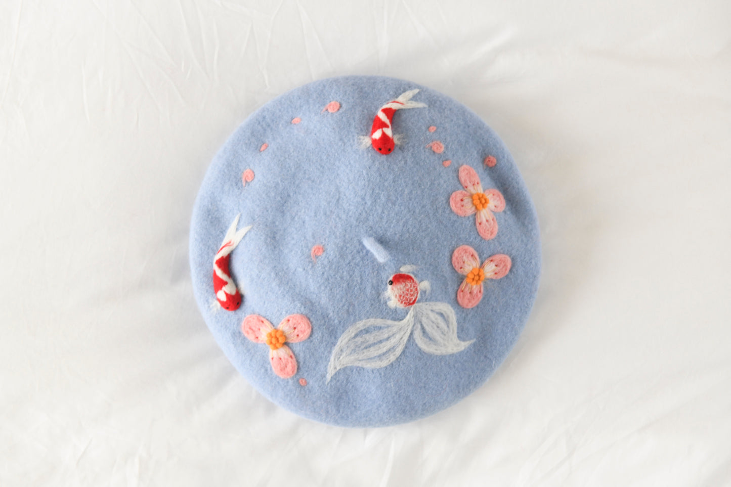 Koi Fish - Hand Felted Wool Beret