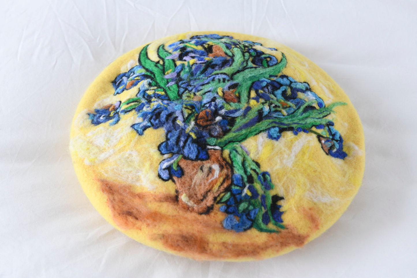 Van Gogh Iris - Hand Felted Wool Beret