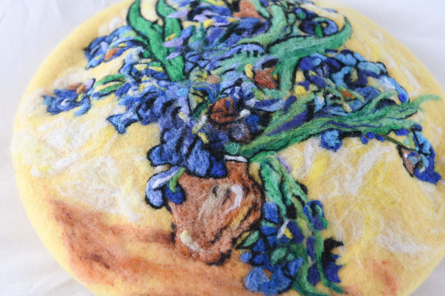 Van Gogh Iris - Hand Felted Wool Beret