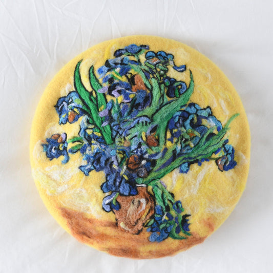 Van Gogh Iris - Hand Felted Wool Beret