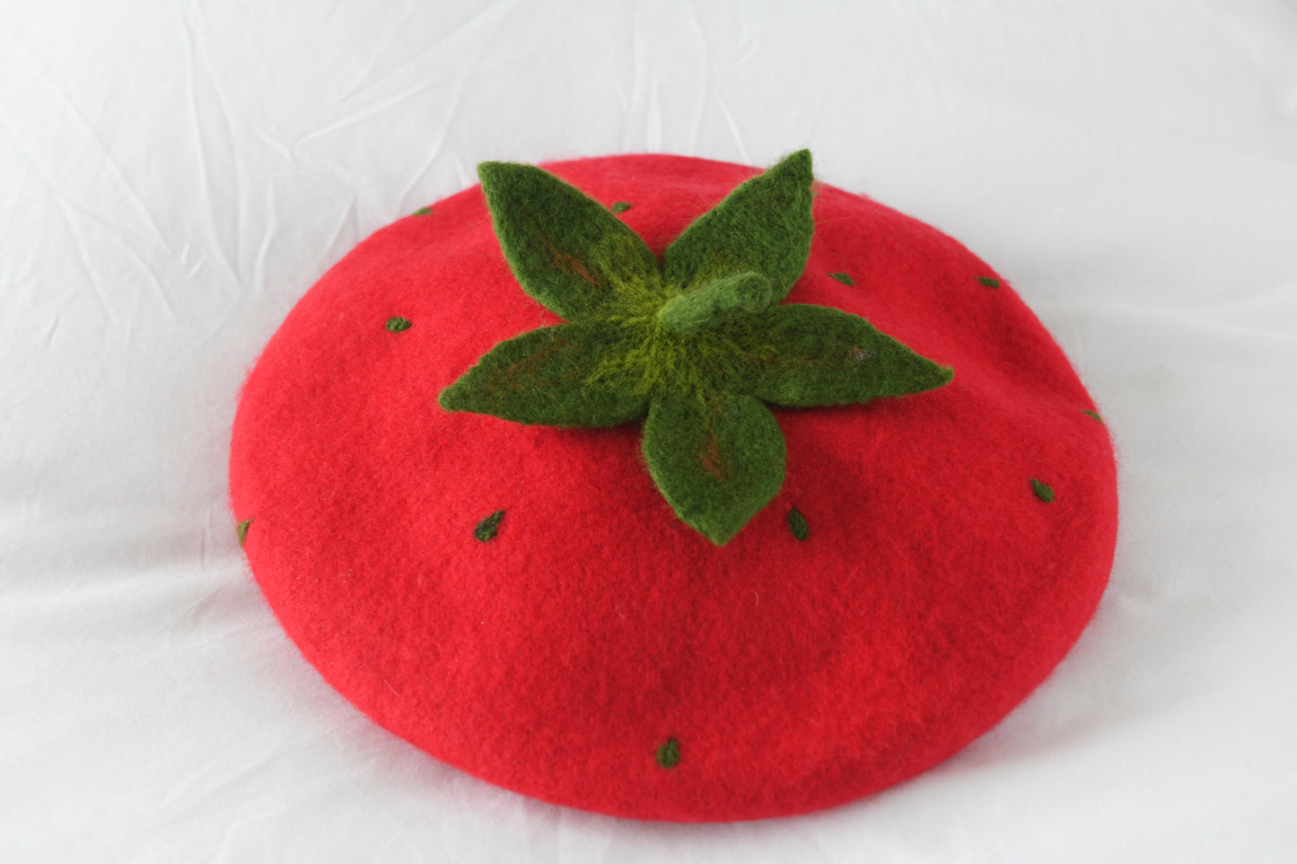Red Strawberry Beret - Fruit Inspired Artisan Headwear