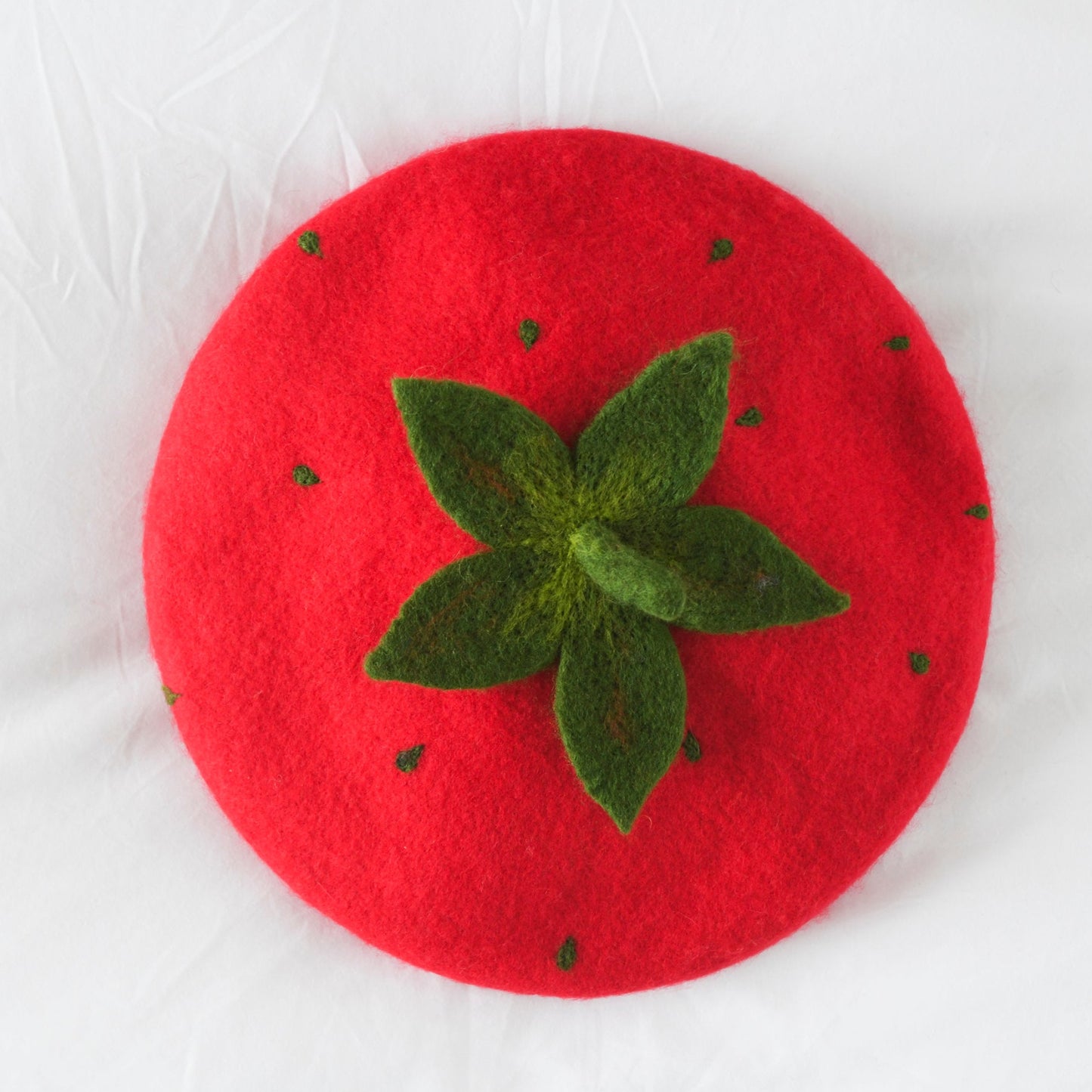 Red Strawberry Beret - Fruit Inspired Artisan Headwear
