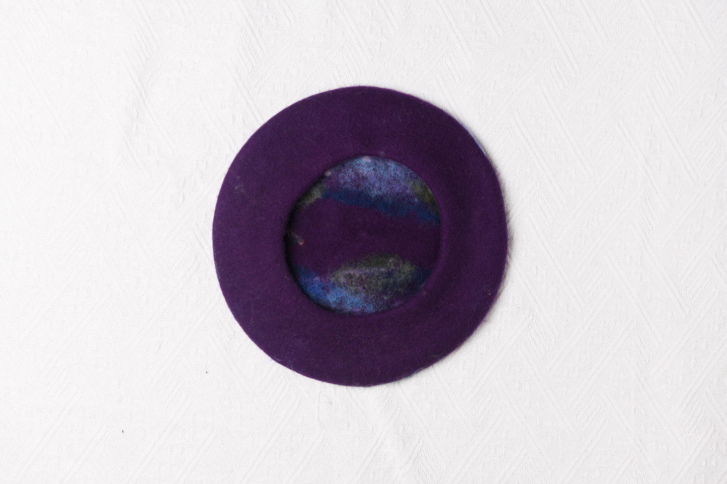 Monet Purple Water Lilies - Hand Felted Wool Beret