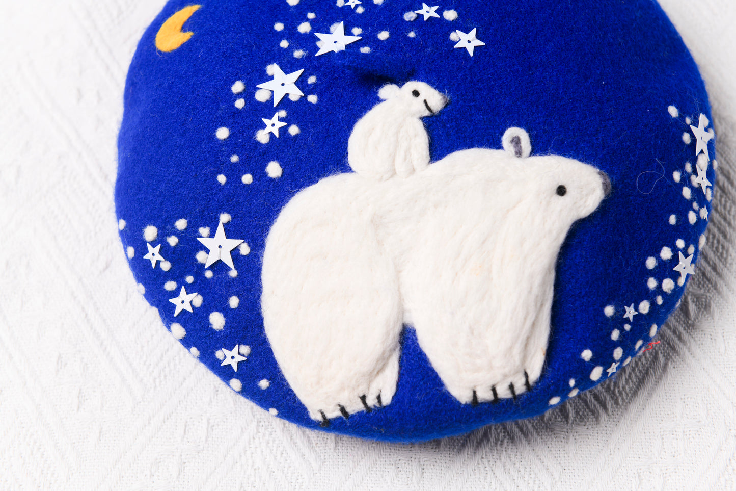 Polar Bear Constellation Beret - Hand Felted Animal Themed Hat