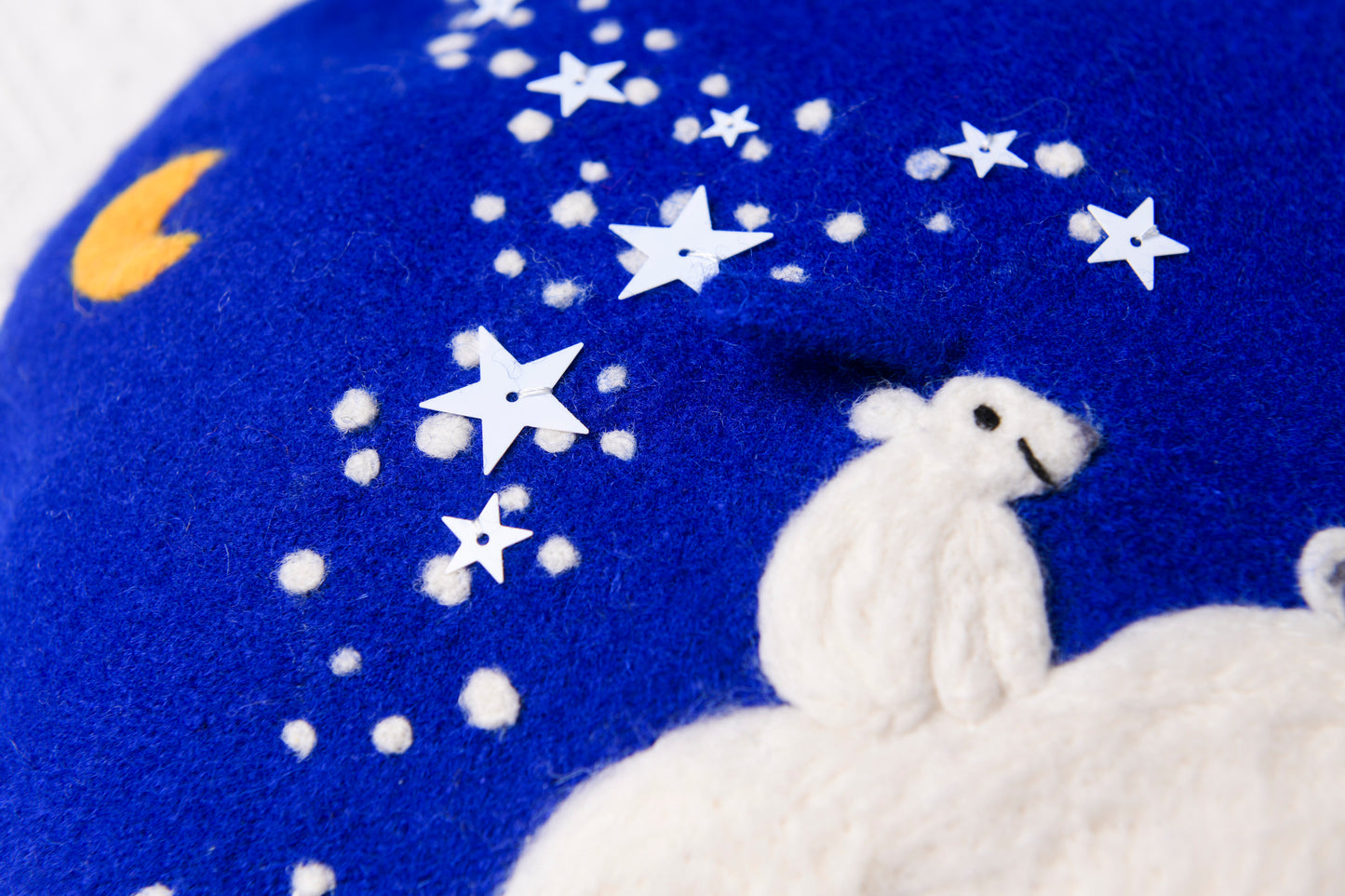 Polar Bear Constellation Beret - Hand Felted Animal Themed Hat