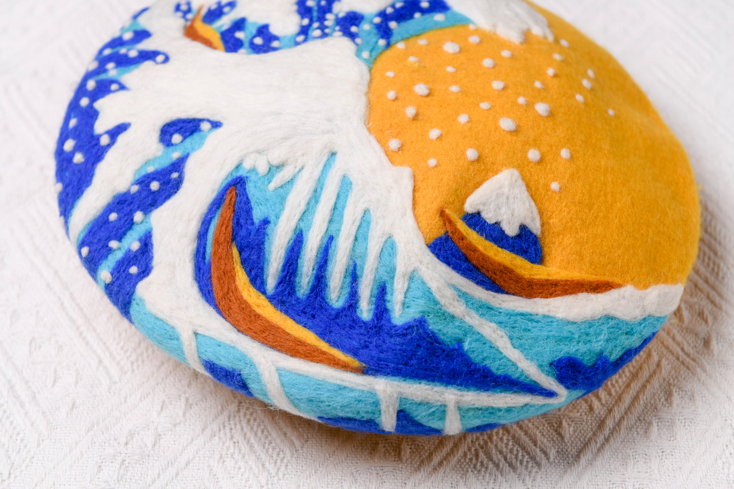 The Great Wave Beret - Hand Felted Wool Hat