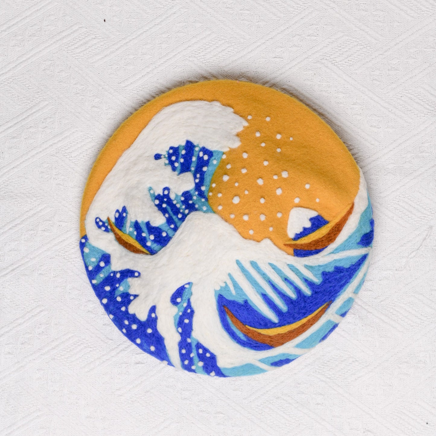 The Great Wave Beret - Hand Felted Wool Hat