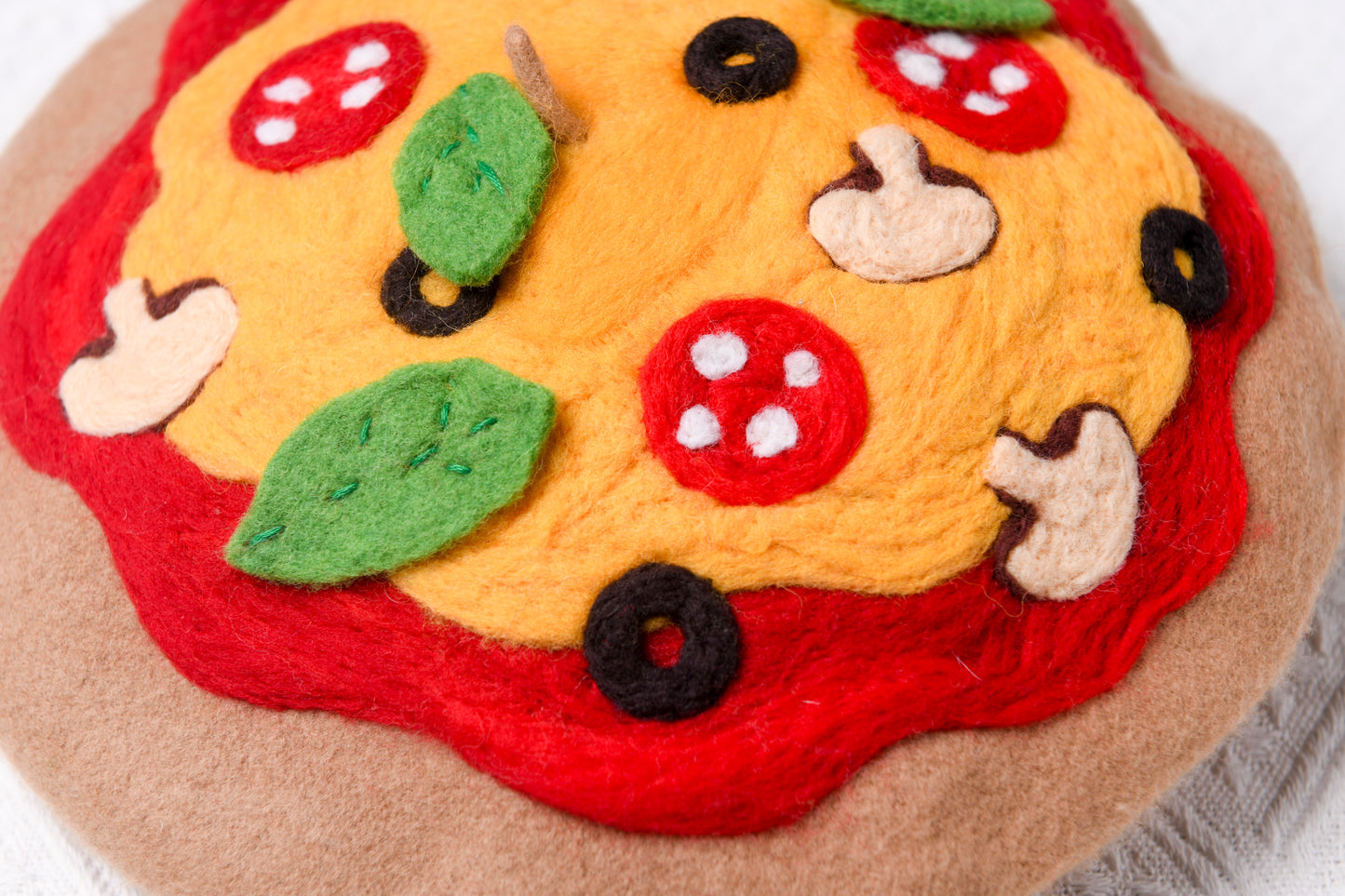 Pizza Beret - Hand Felted Wool Hat