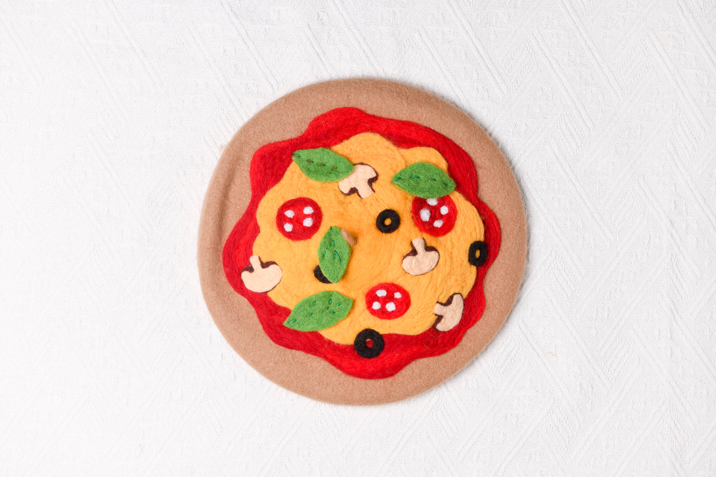 Pizza Beret - Hand Felted Wool Hat