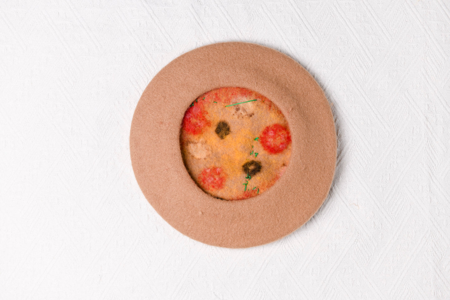 Pizza Beret - Hand Felted Wool Hat
