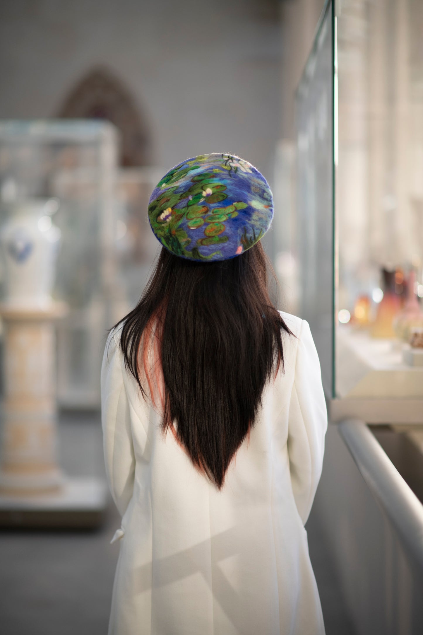 Monet Water Lilies - Hand Felted Wool Beret