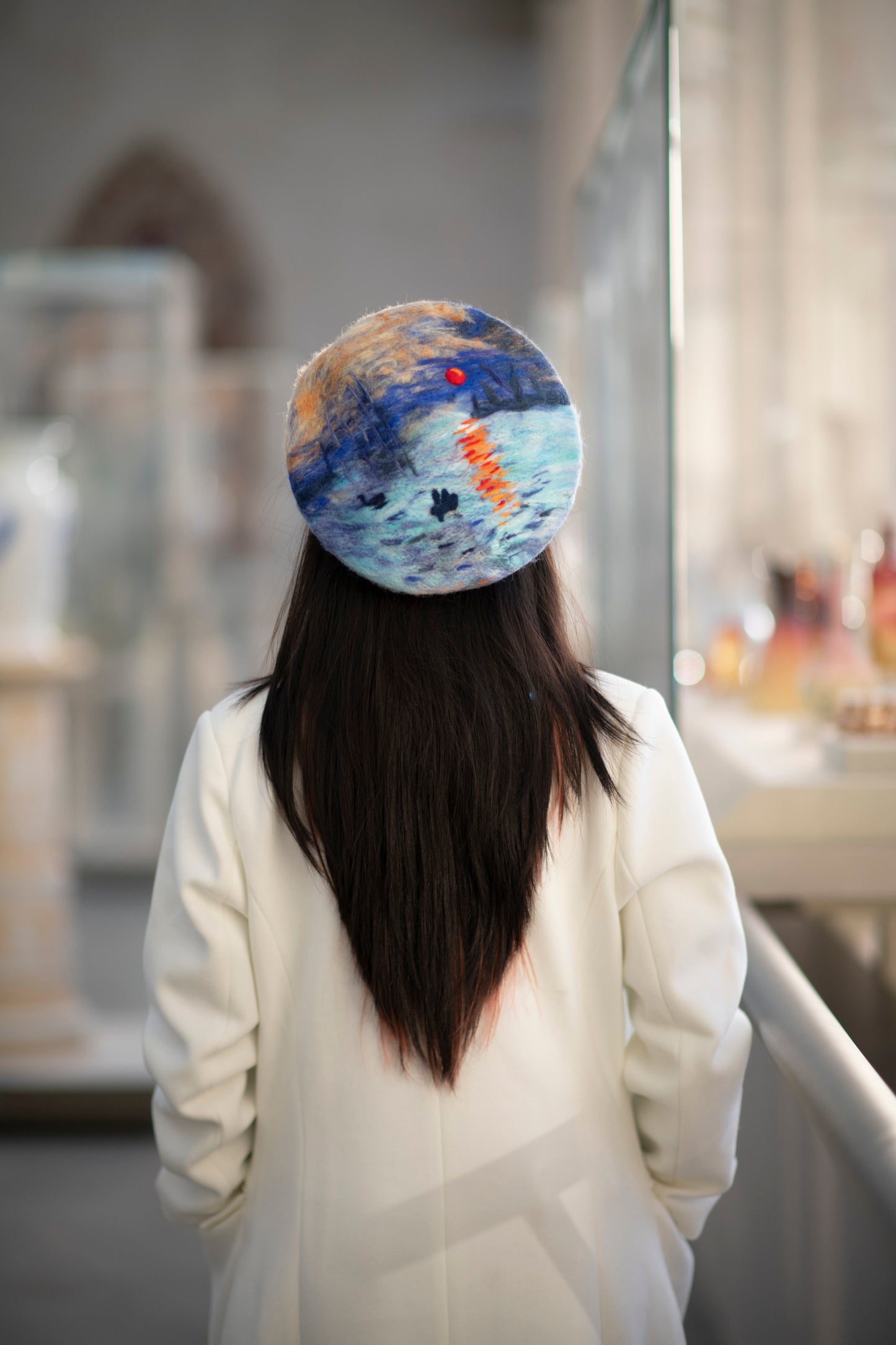 Monet Impression Sunrise - Hand Felted Wool Beret