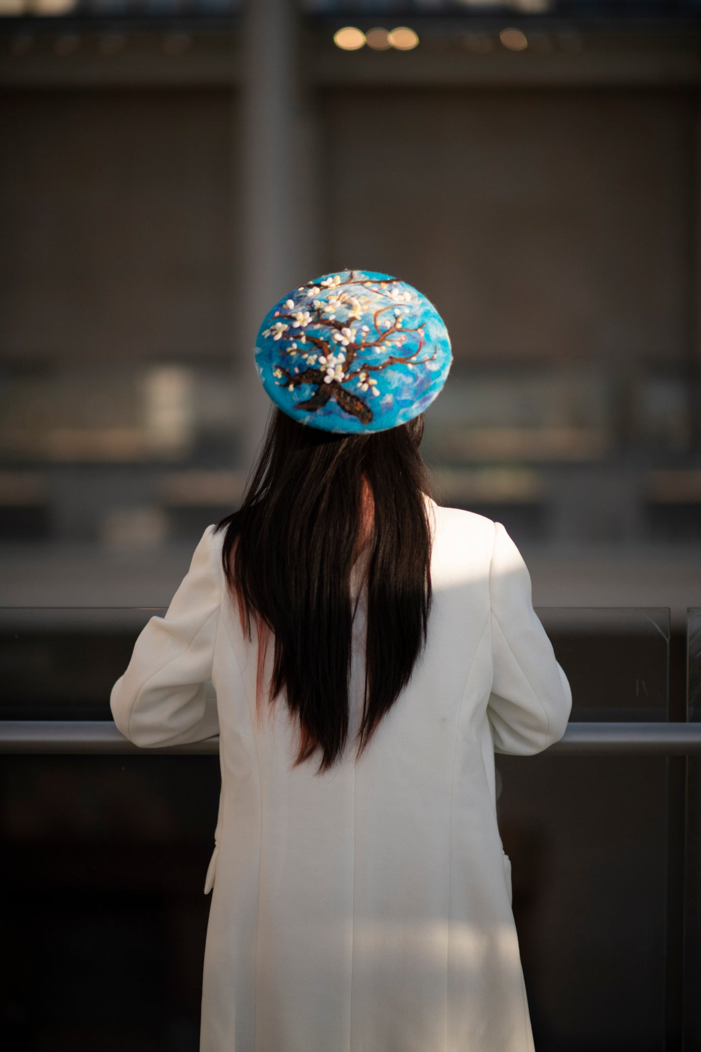 Van Gogh Almond Blossom - Hand Felted Wool Beret