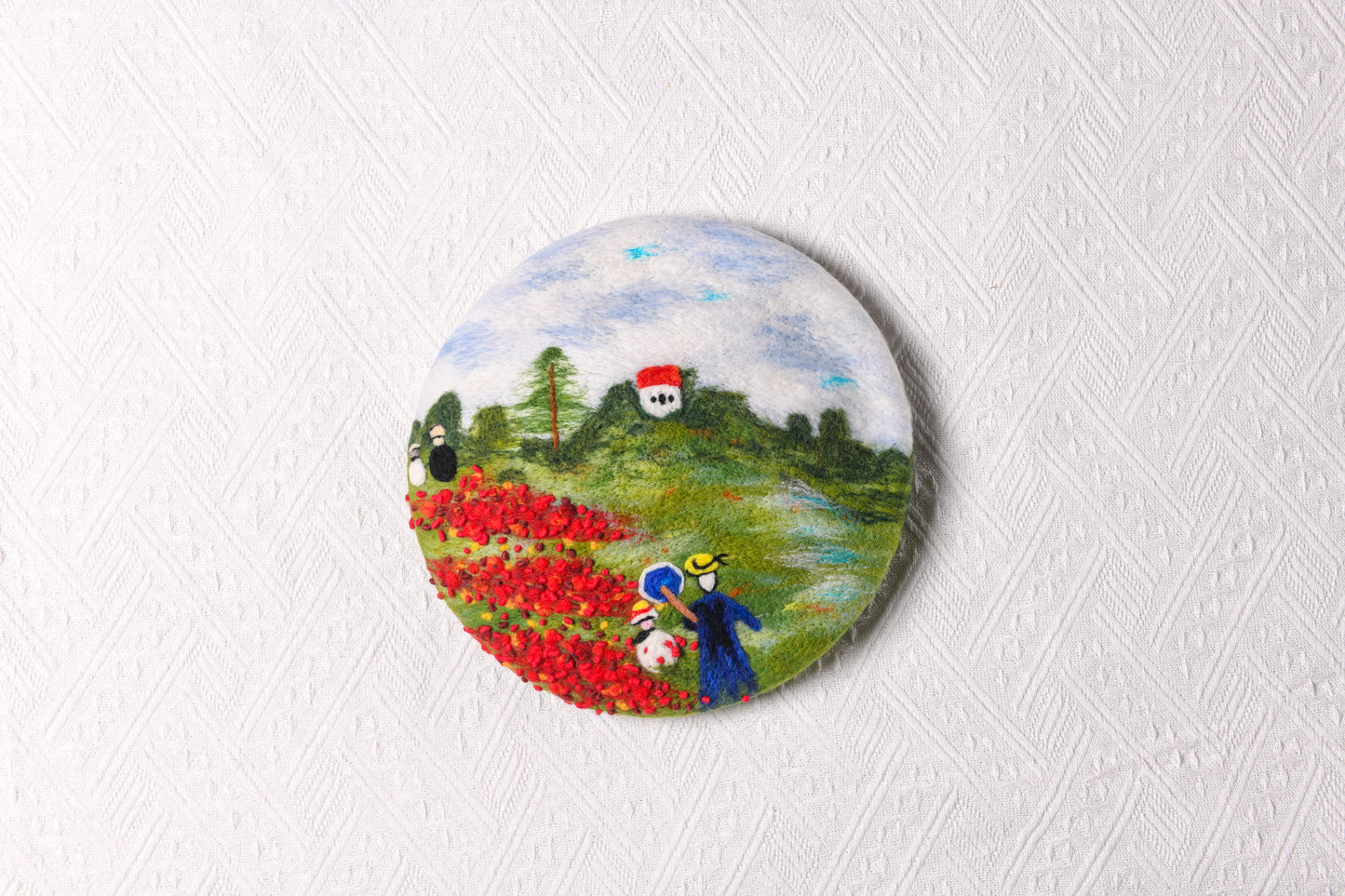 Monet Poppy Fields - Hand Felted Wool Beret