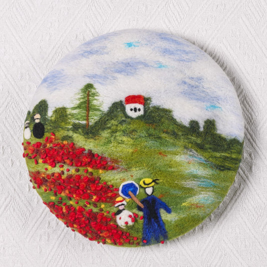 Monet The Poppy Field near Argenteuil - Handfelted Wool Beret