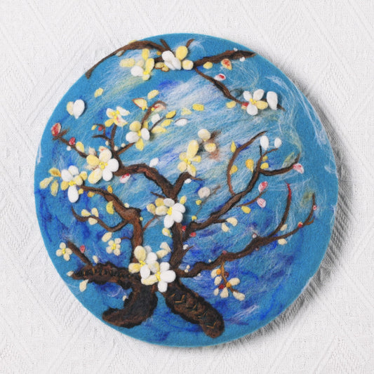 Van Gogh Almond Blossom - Hand Felted Wool Beret