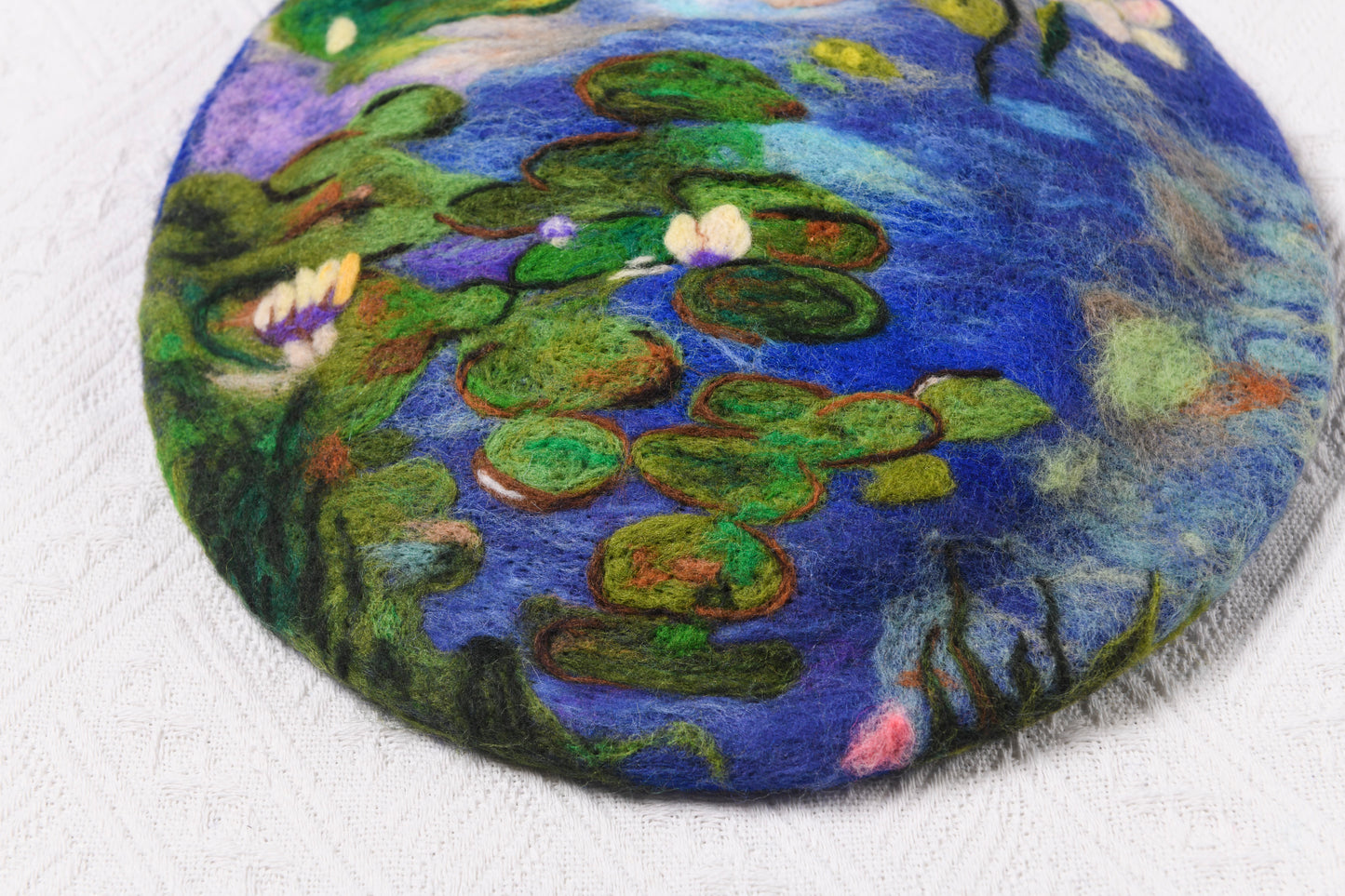 Monet Water Lilies - Hand Felted Wool Beret