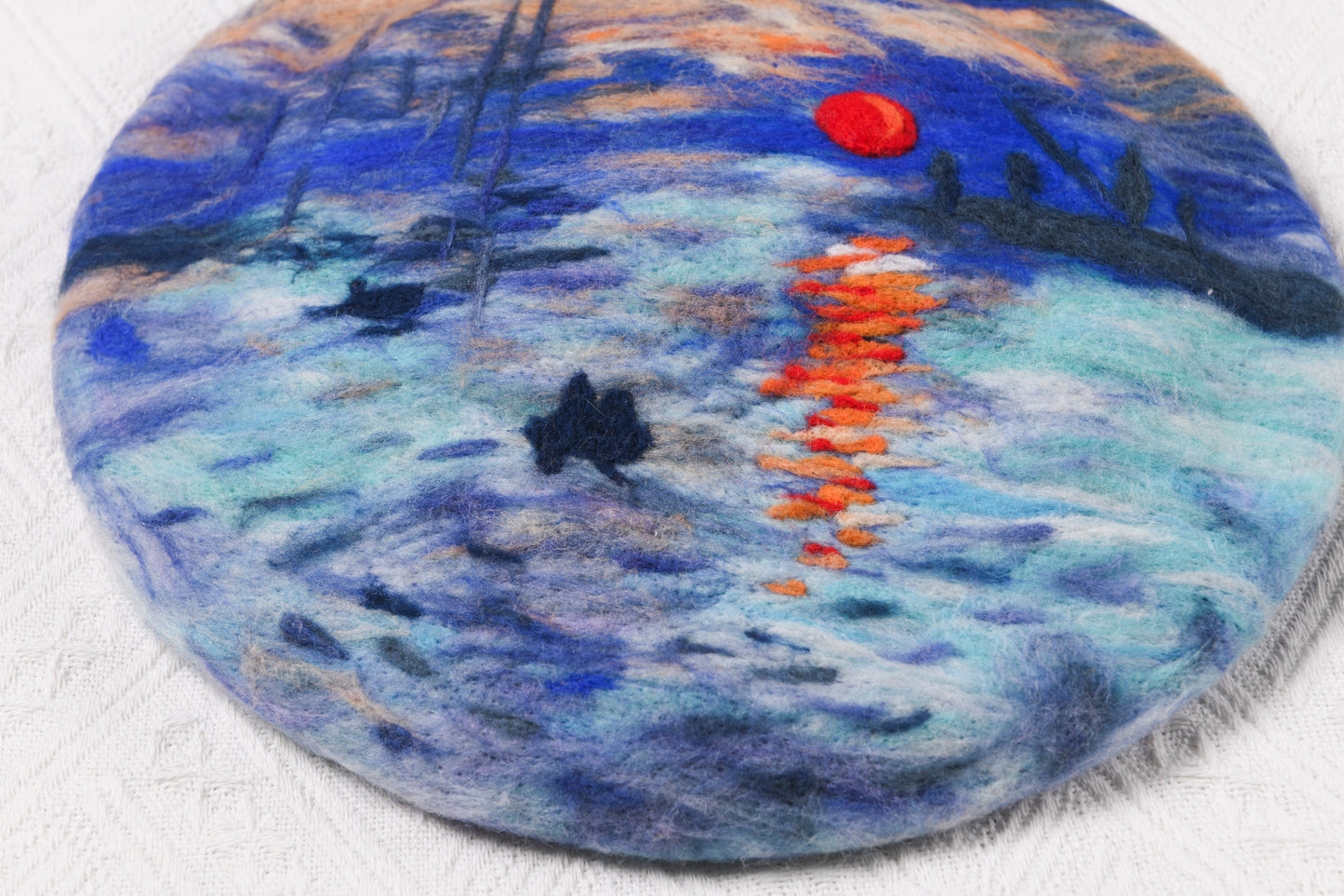 Monet Impression Sunrise - Hand Felted Wool Beret