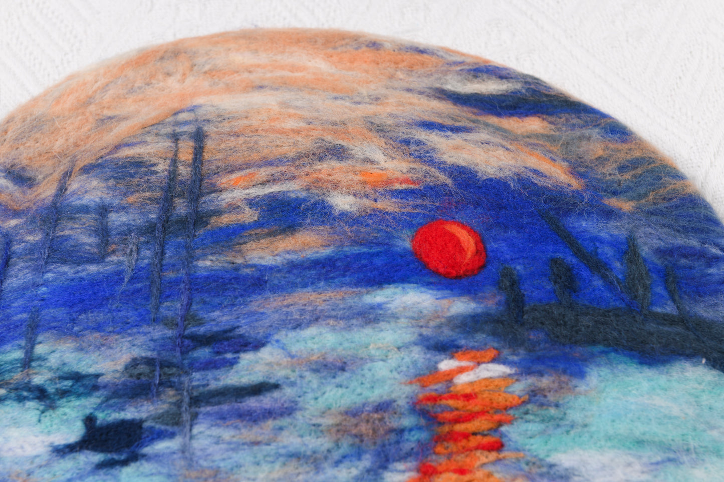 Monet Impression Sunrise - Hand Felted Wool Beret