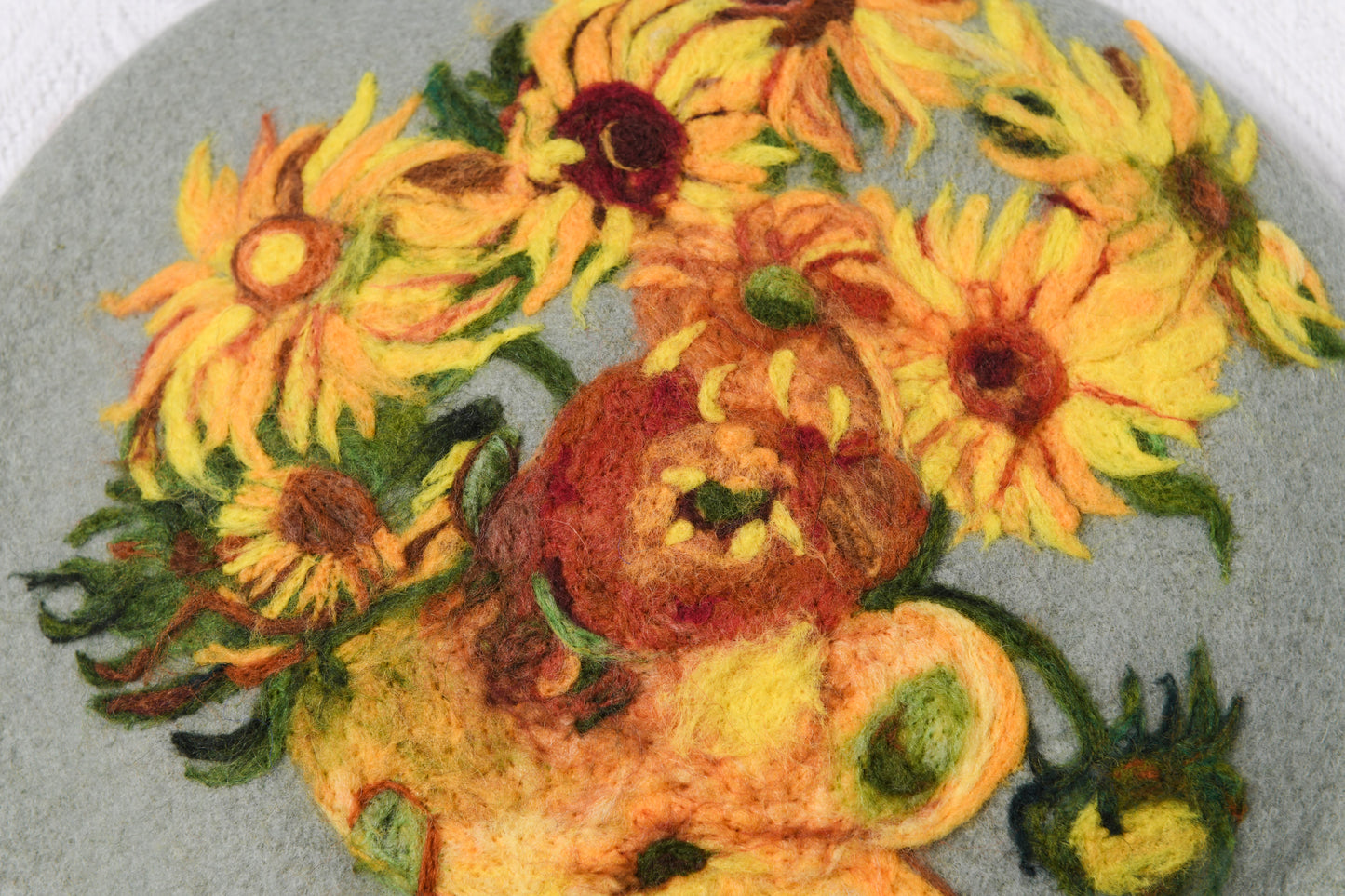 Van Gogh Sunflowers - Hand Felted Wool Beret
