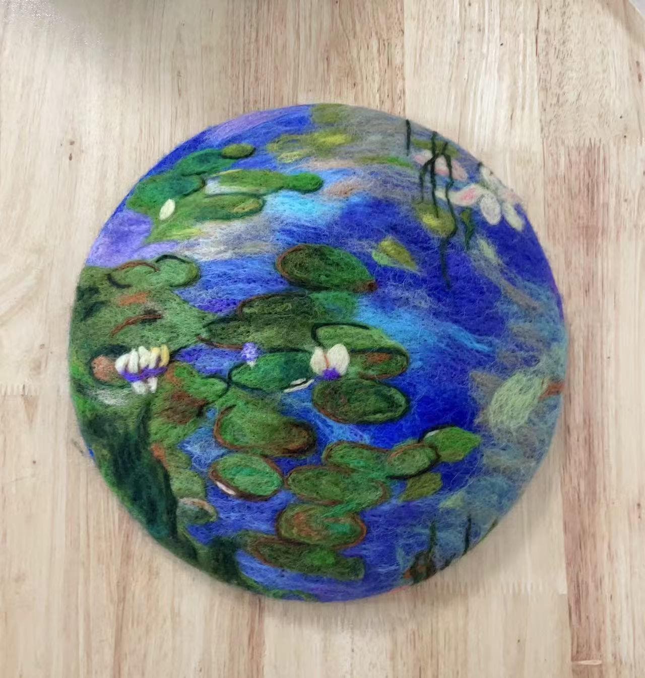Monet Water Lilies - Hand Felted Wool Beret