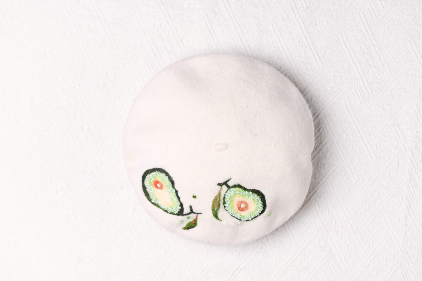 Avocado Wool Beret - Beaded Foodie French Hat