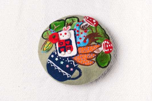 Alice in Wonderland Tea Party Beret – Hand-Felted Wool Mad Hatter Hat