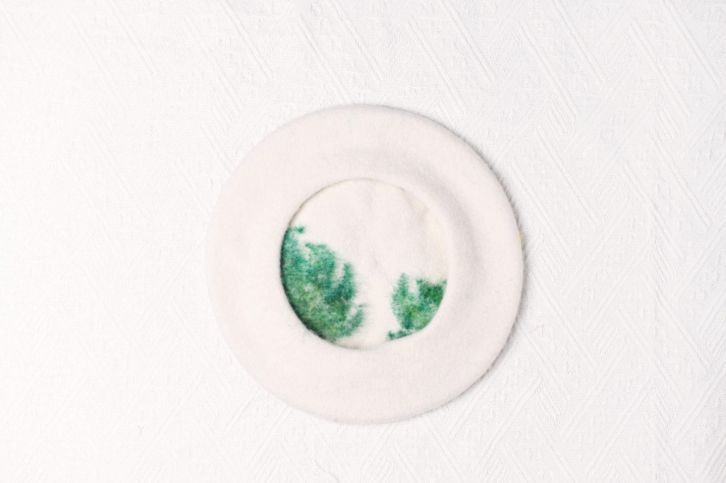 Swiss Cheese Plant Monstera Wool Beret - Hand Felted Tropical Leaf French Hat