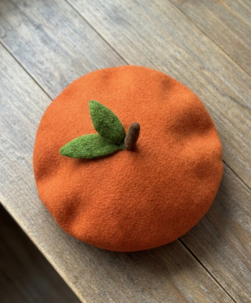 Orange Beret - Fruit Inspired Artisan Headwear