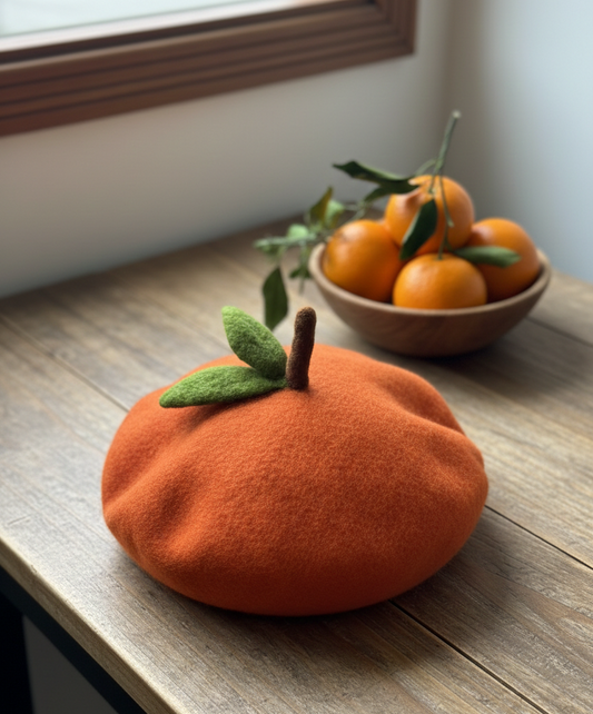 Orange Beret - Fruit Inspired Artisan Headwear