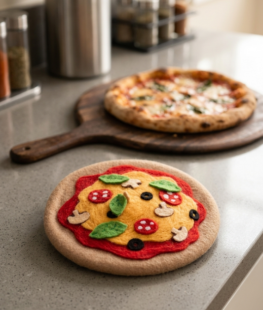 Pizza Beret - Hand Felted Wool Hat